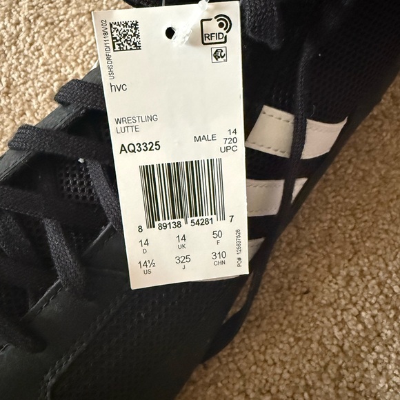Adidas HVC 2 Wrestling Shoes AQ3325 Men's Size 14.5 Black - Picture 6 of 7